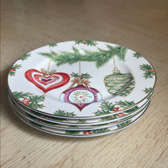 American Atelier Porcelain Holiday Ornament Salad/Desert Plate (4) - Picture 8 of 8
